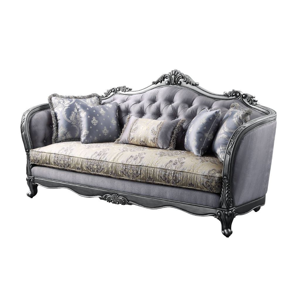 ACME Furniture Sofas & Couches - ACME Ariadne Sofa w/5 Pillows, Fabric & Platinum
