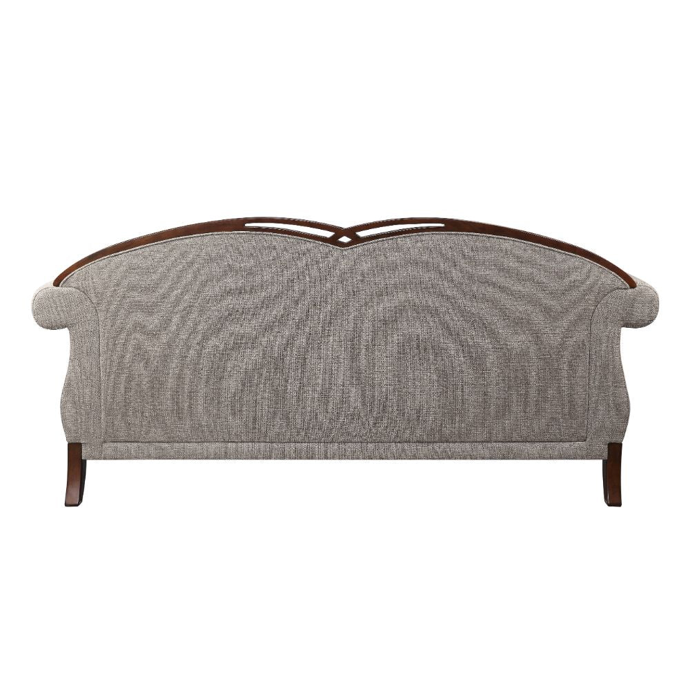 ACME Furniture Sofas & Couches - ACME Miyeon Sofa w/5 Pillows, Fabric & Cherry