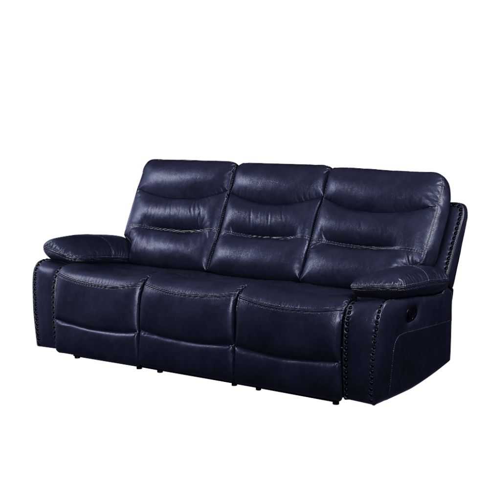 ACME Furniture Sofas & Couches - ACME Aashi Sofa (Motion), Navy Leather-Gel Match