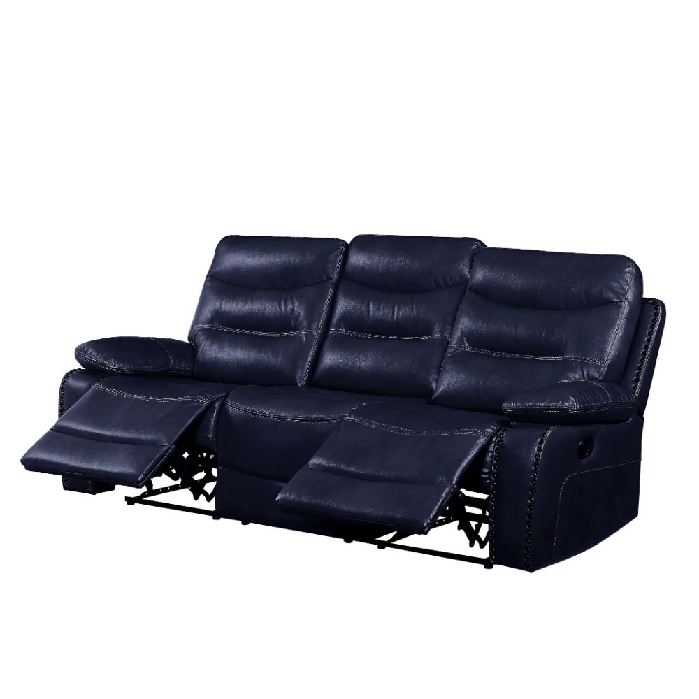 ACME Furniture Sofas & Couches - ACME Aashi Sofa (Motion), Navy Leather-Gel Match