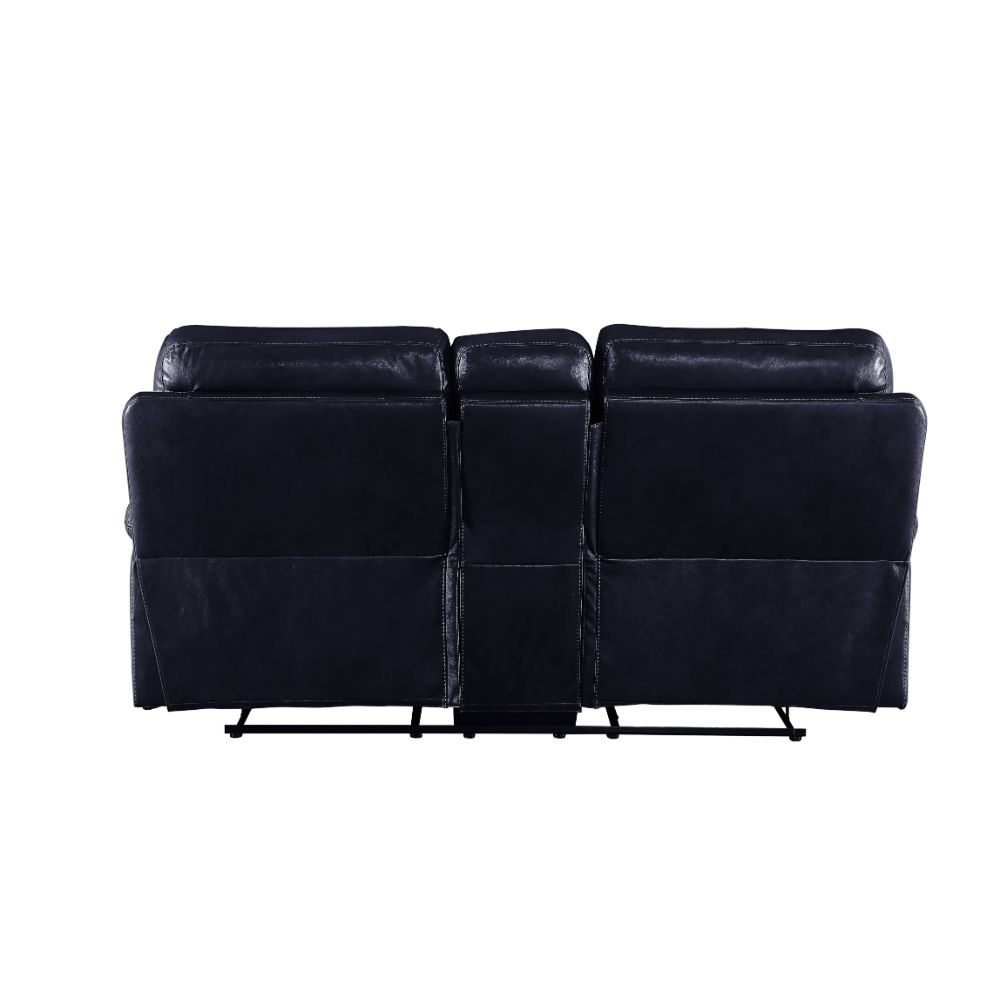 ACME Furniture Sofas & Couches - ACME Aashi Loveseat w/Console (Motion), Navy Leather-Gel Match