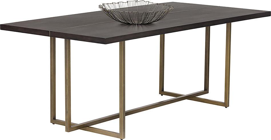 SUNPAN Dining Tables - Jade Dining Table - Antique Brass - Dark Mango - 79" Brown