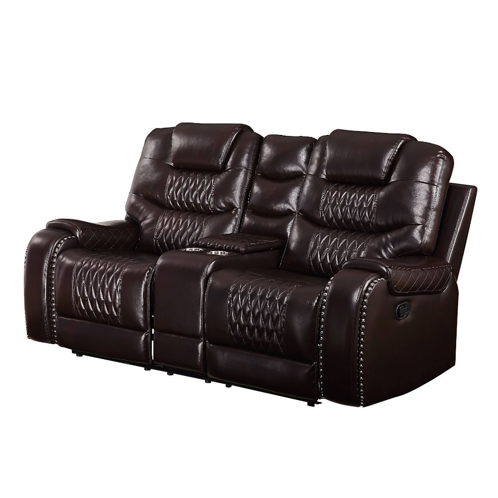 ACME Furniture Sofas & Couches - ACME Braylon Love w/Console (Motion), Brown PU