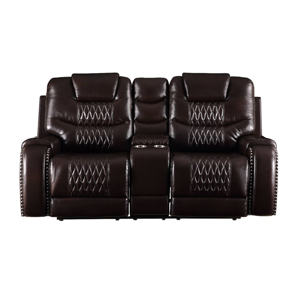 ACME Furniture Sofas & Couches - ACME Braylon Love w/Console (Motion), Brown PU