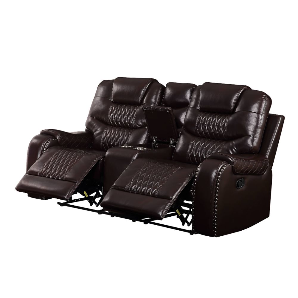 ACME Furniture Sofas & Couches - ACME Braylon Love w/Console (Motion), Brown PU