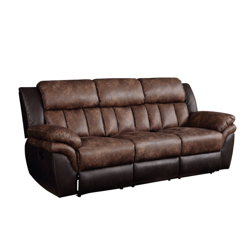 ACME Furniture Sofas & Couches - ACME Jaylen Sofa (Motion), Toffee & Espresso Polished Microfiber