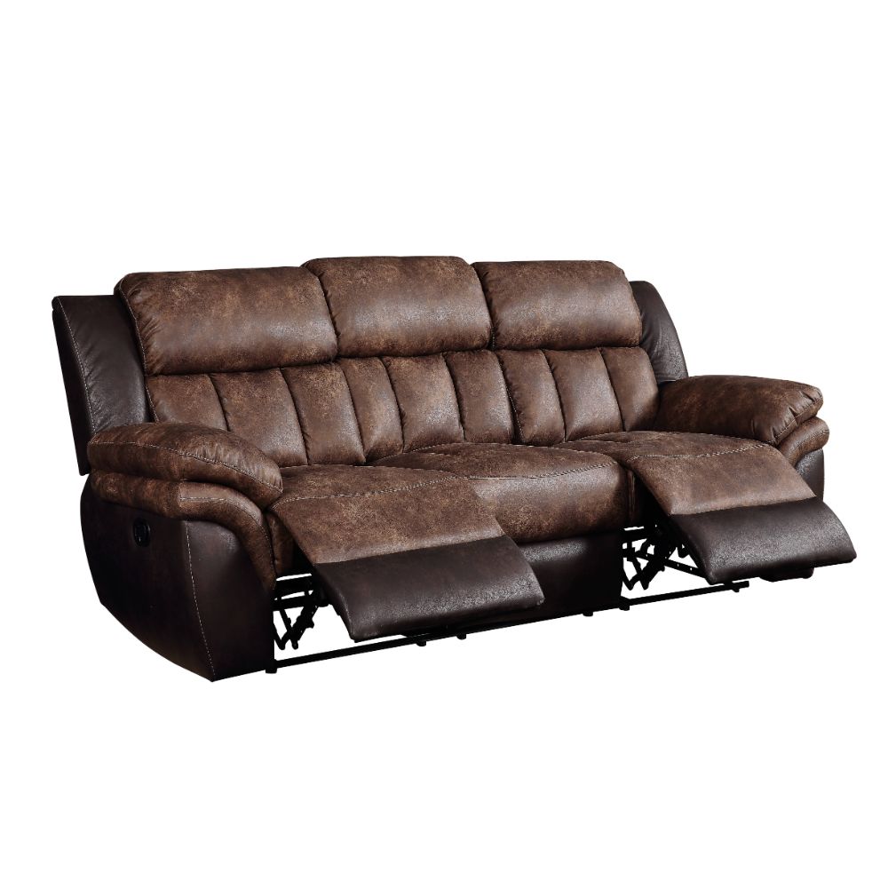 ACME Furniture Sofas & Couches - ACME Jaylen Sofa (Motion), Toffee & Espresso Polished Microfiber
