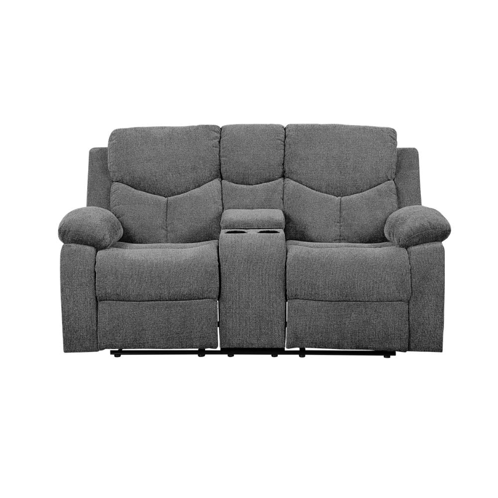 ACME Furniture Sofas & Couches - ACME Kalen Loveseat w/Console (Motion), Gray Chenille