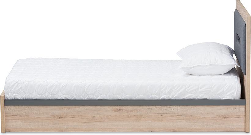 Wholesale Interiors Beds - Pandora Contemporary Grey and Brown Two-Tone 2-Drawer Twin Size Storage Platform Bed