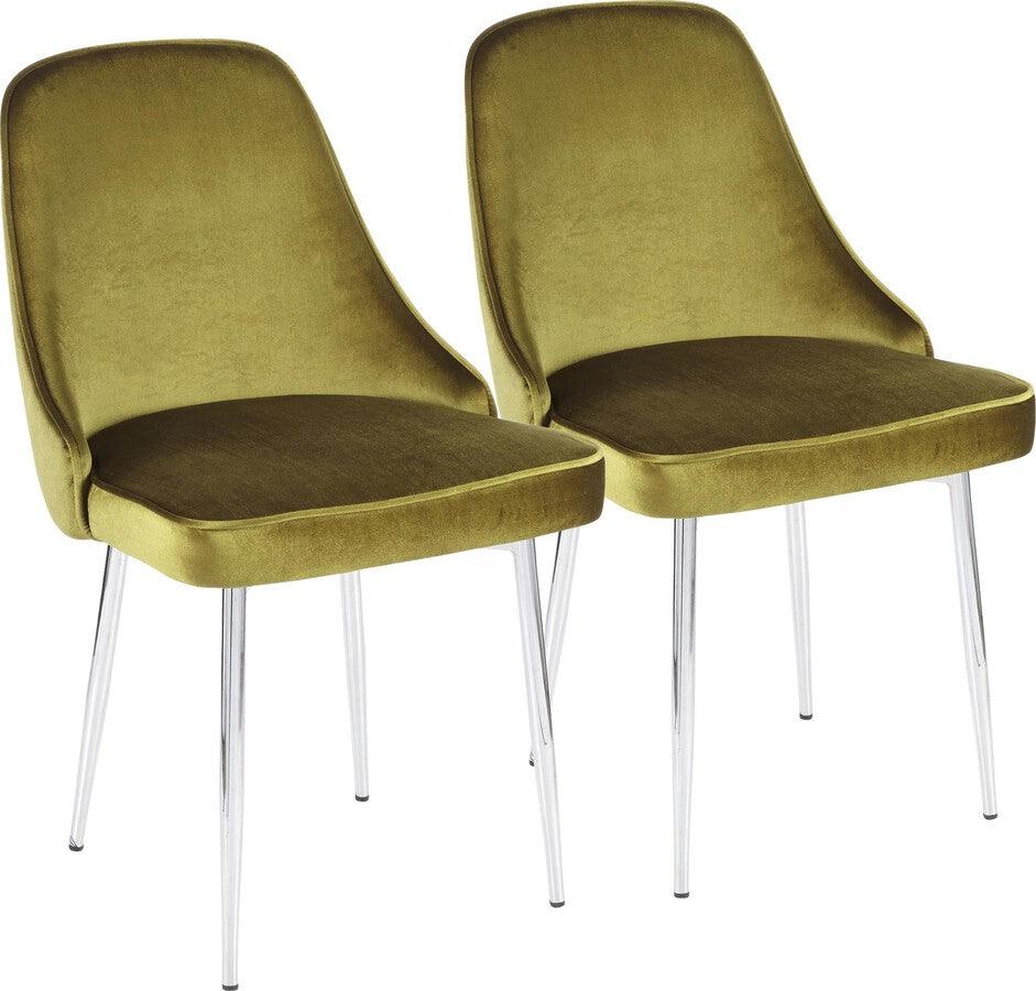 Lumisource Dining Chairs - Marcel Contemporary Dining Chair with Chrome Frame and Green Velvet Fabric - Set of 2