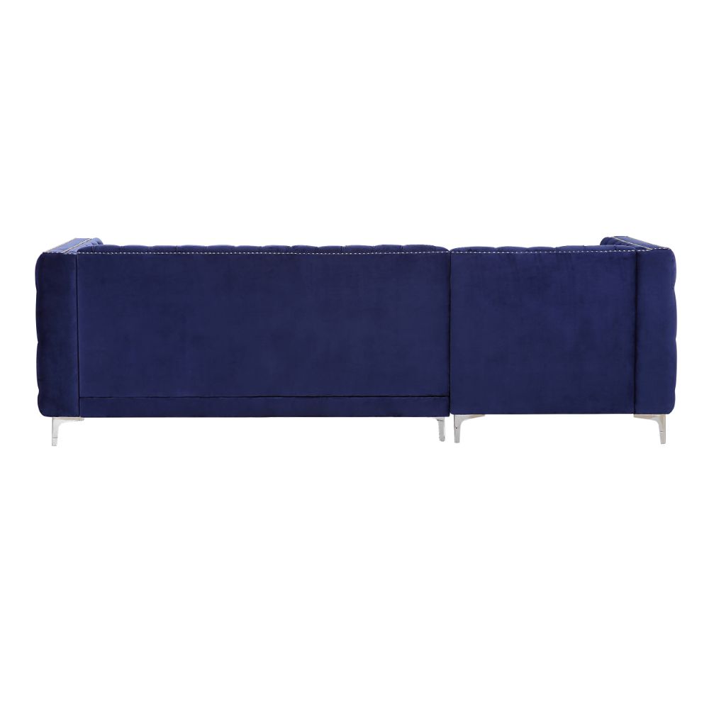 ACME Furniture Sofas & Couches - ACME Sullivan Sectional Sofa, Navy Blue Velvet