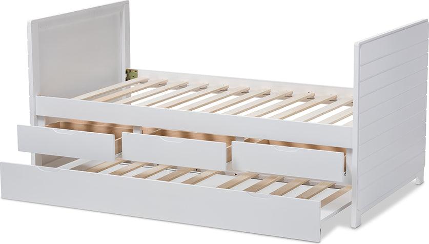 Wholesale Interiors Daybeds - Linna Modern and Contemporary White-Finished Daybed with Trundle