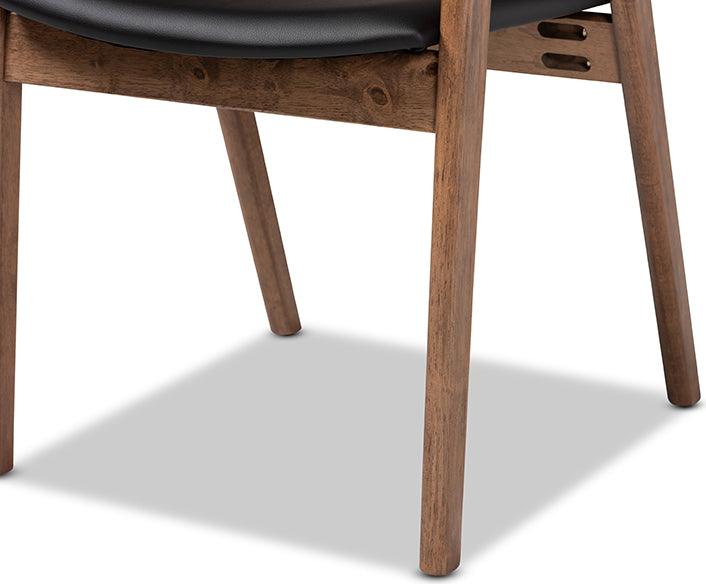 Wholesale Interiors Dining Chairs - Harland Black Faux Leather Upholstered and Walnut Brown Finished Wood 2-Piece Dining Chair Set