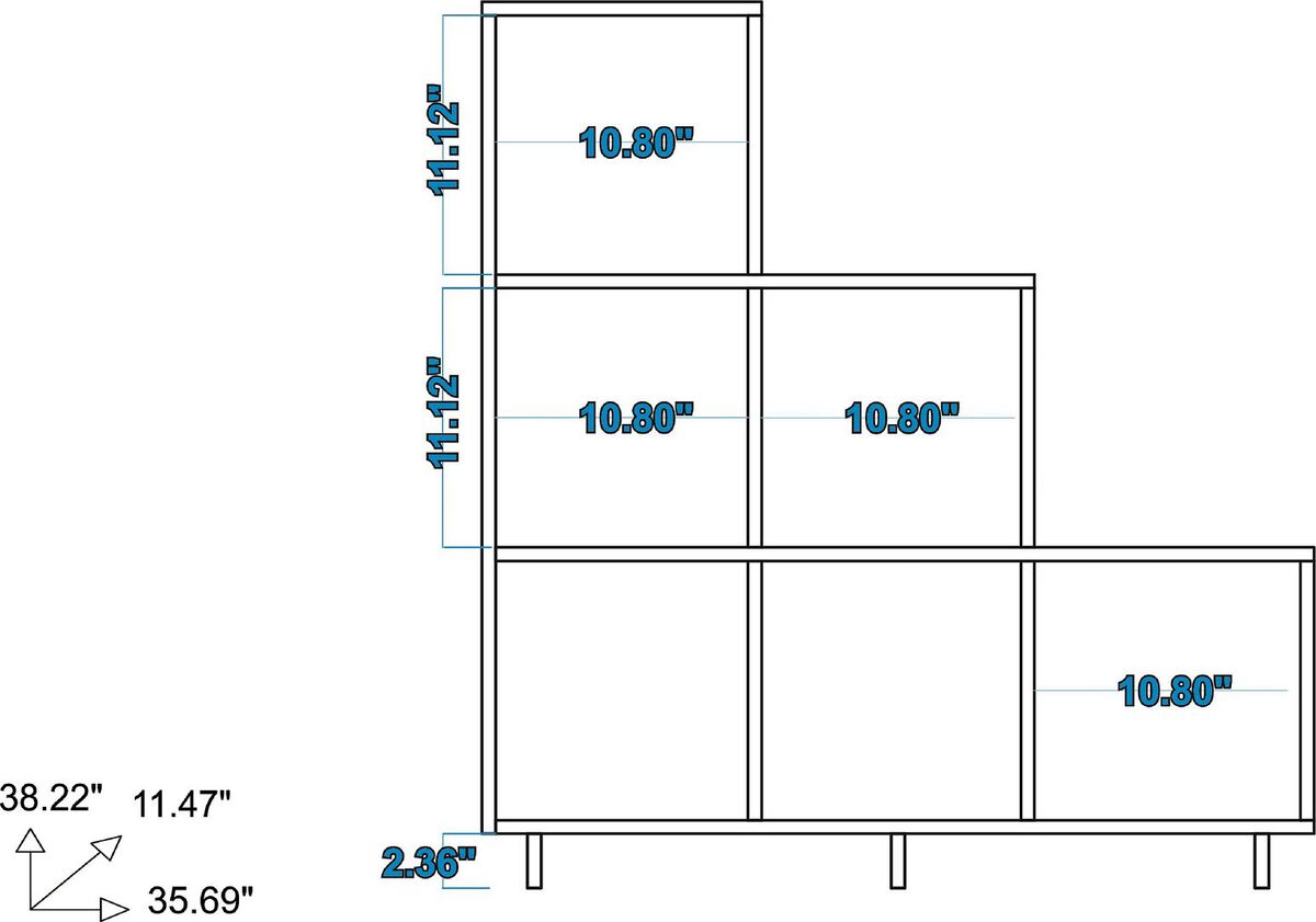 Manhattan Comfort Shelves - Sophisticated Cascavel Stair Cubby with 6 Cube Shelves in White. Set of 2.