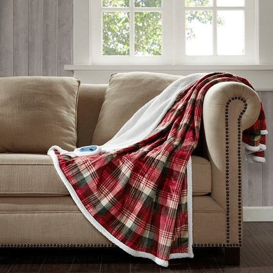 Olliix.com Heated Blankets - Oversized Mink to Berber Heated Throw Red