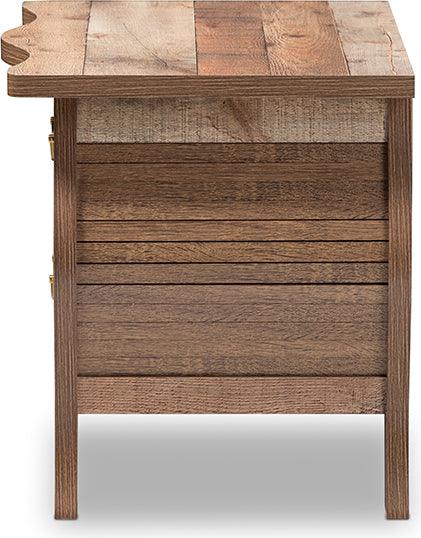 Wholesale Interiors Nightstands & Side Tables - Romilly Country Cottage Farmhouse Black And Oak-Finished Wood 2-Drawer Nightstand