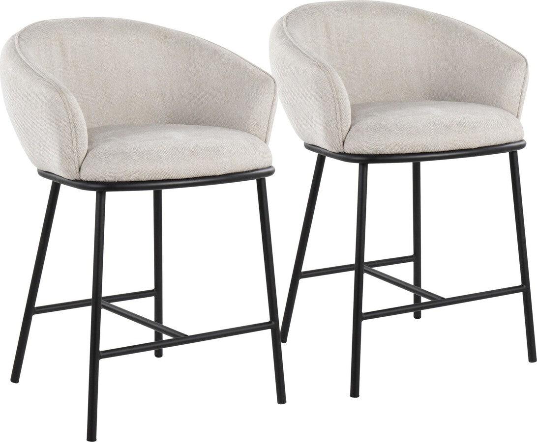Lumisource Barstools - Ashland Counter Stool In Black Steel & Cream Fabric (Set of 2)