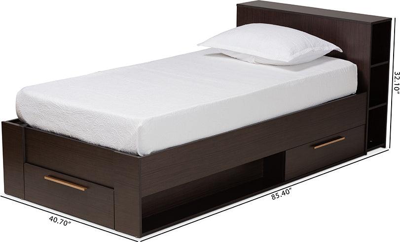 Wholesale Interiors Beds - Carlson Modern and Contemporary Brown Wood Twin Size 3-Drawer Platform Storage Bed