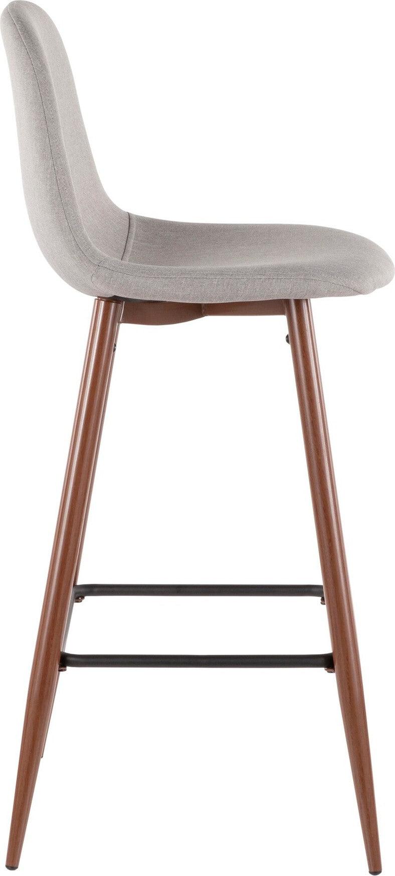 Lumisource Barstools - Pebble Barstool Walnut & Light Gray (Set of 2)
