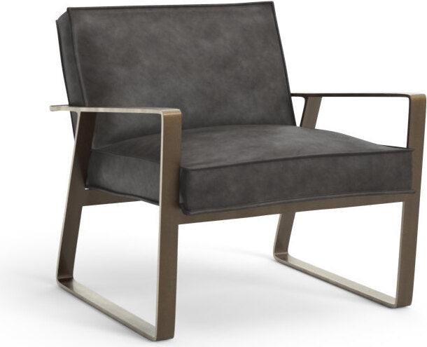 SUNPAN Accent Chairs - Kristoffer Lounge Chair Vintage Steel Gray Leather