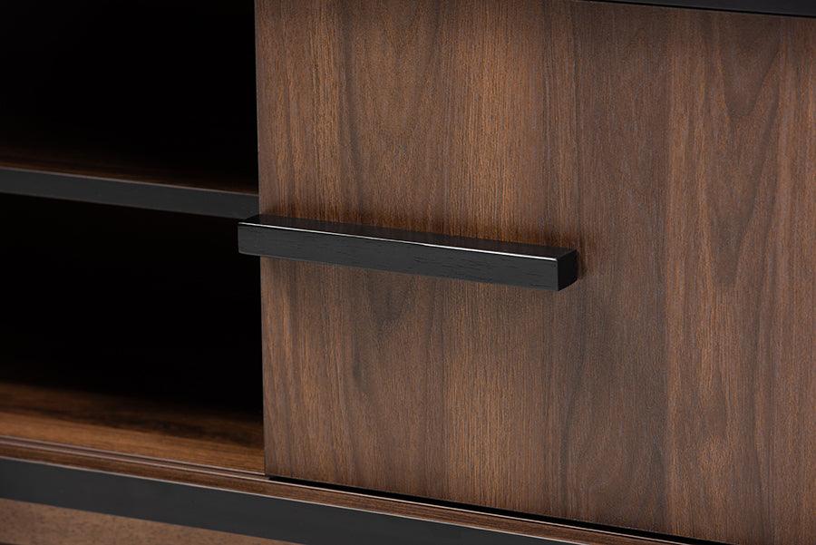 Wholesale Interiors Bar Units & Wine Cabinets - Margo Mid-Century Modern Brown and Black Finished Wood Wine Storage Cabinet
