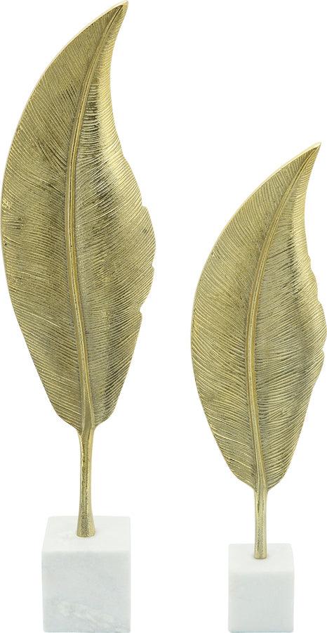 Sagebrook Home Decorative Objects - Metal, 28"H Leaf On Stand, Gold