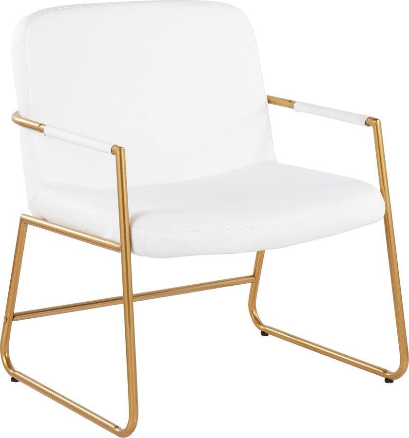 Lumisource Accent Chairs - Duke Contemporary Accent Chair In Gold Steel & White Faux Leather