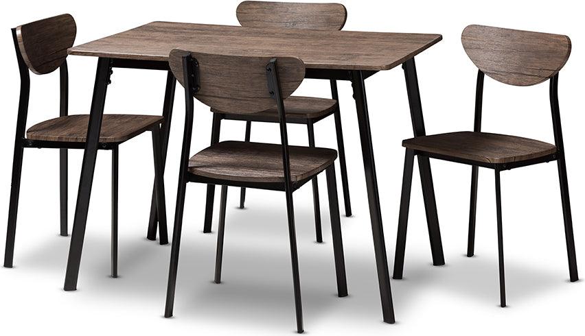 Wholesale Interiors Dining Sets - Ornette Modern Matte Black Frame 5-Piece Dining Set Light Brown
