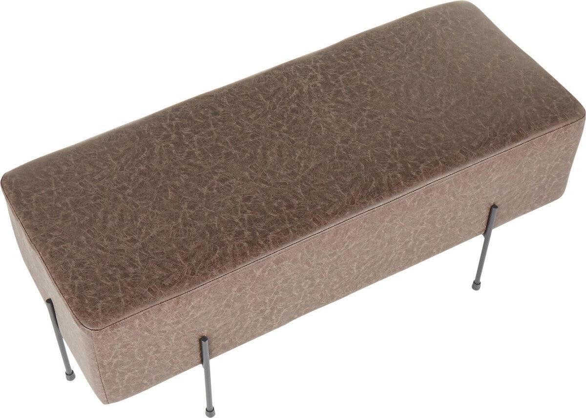 Lumisource Benches - Daniella Contemporary Bench in Black Metal and Espresso Faux Leather