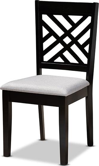 Wholesale Interiors Dining Sets - Norah Grey Fabric Upholstered and Dark Brown Finished Wood 7-Piece Dining Set