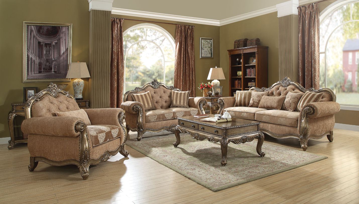 Sofa (w/5 Pillows), Fabric & Vintage Oak 56030