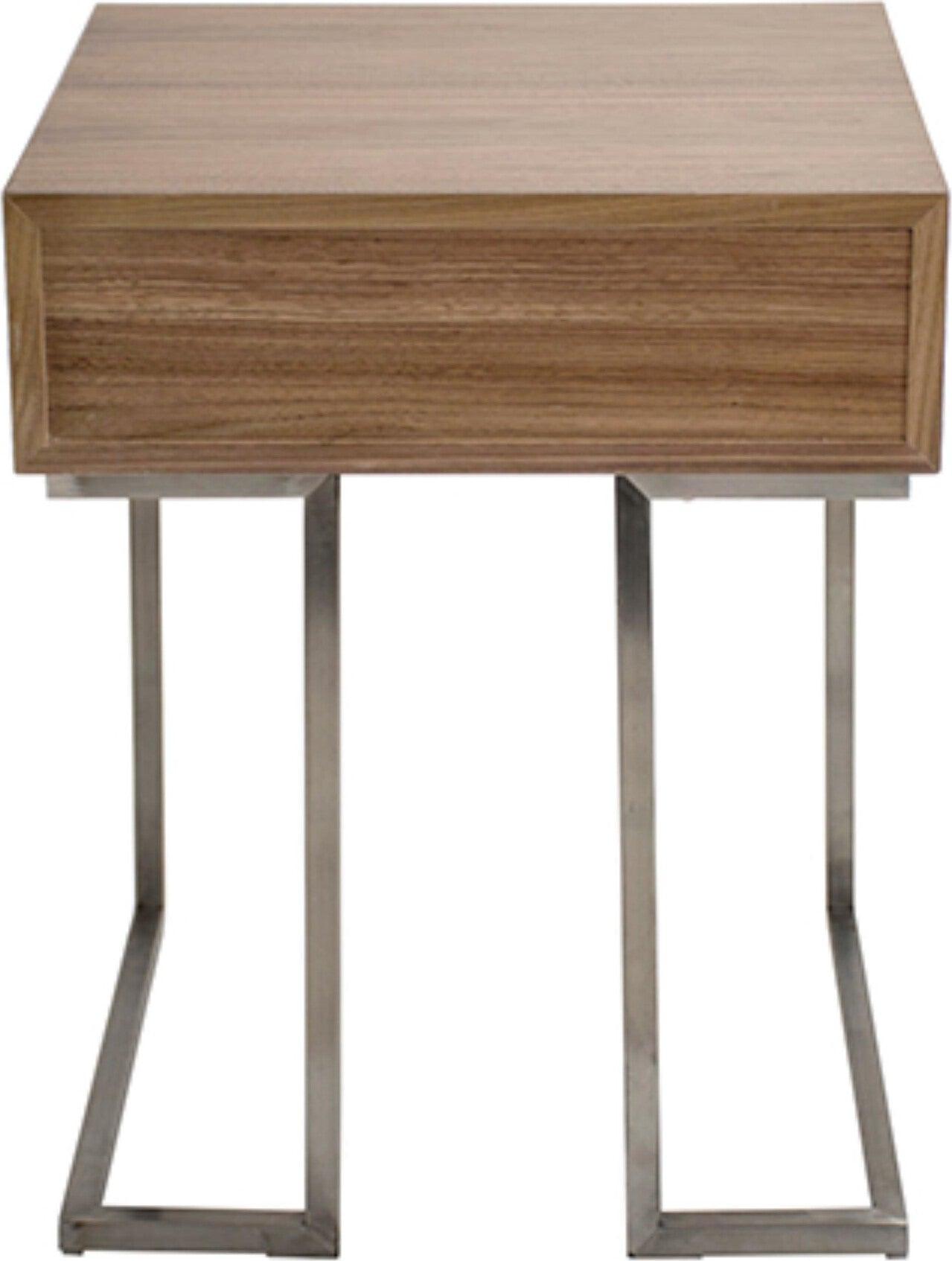 Lumisource Side & End Tables - Roman End Table Walnut & Stainless Steel Silver Frame