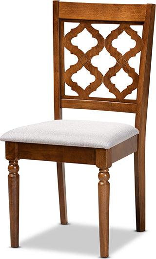 Wholesale Interiors Dining Sets - Ramiro Grey Fabric Upholstered and Walnut Brown Finished Wood 7-Piece Dining Set