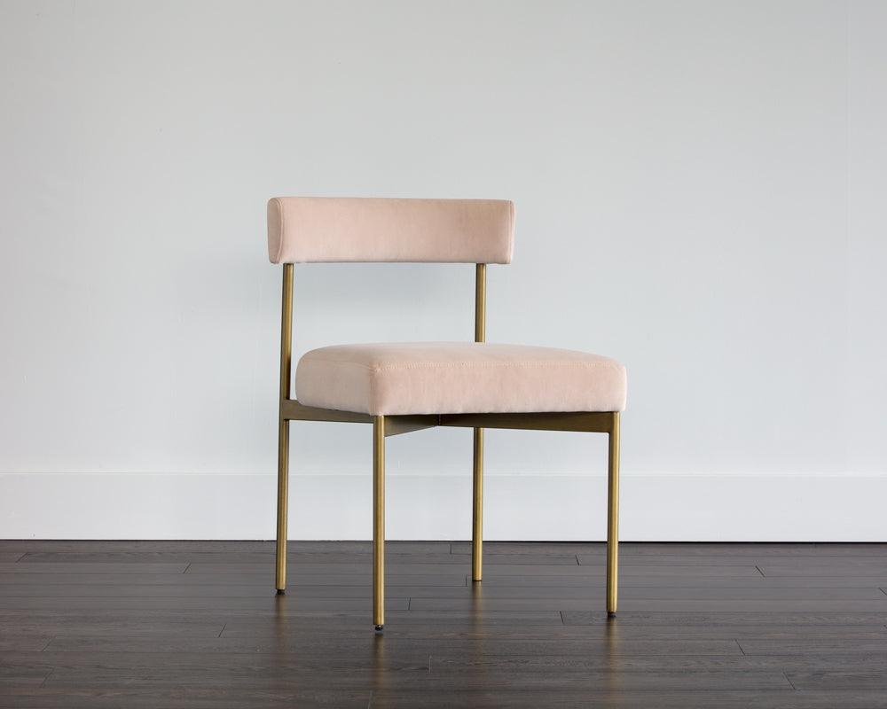 SUNPAN Dining Chairs - Seneca Dining Chair - Antique Brass - Velvet Blush (Set of 2)