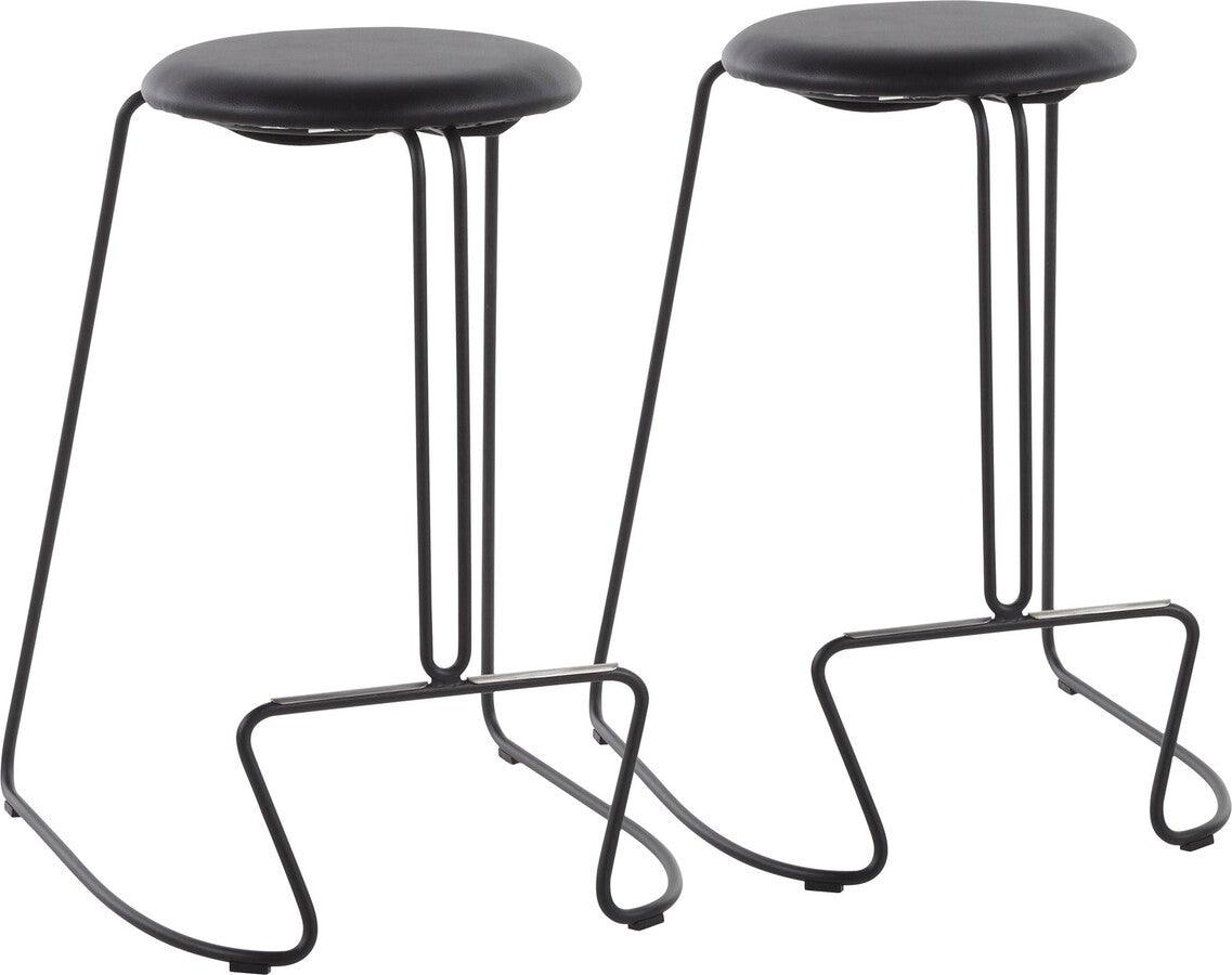 Lumisource Barstools - Finn Contemporary Counter Stool in Black Steel and Black Faux Leather - Set of 2