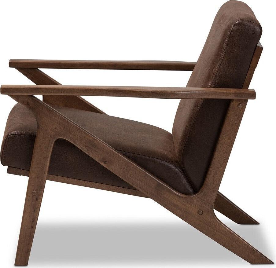 Wholesale Interiors Accent Chairs - Bianca Lounge Chair Walnut & Dark Brown