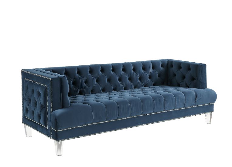 ACME Furniture Sofas & Couches - ACME Ansario Sofa, Blue Velvet