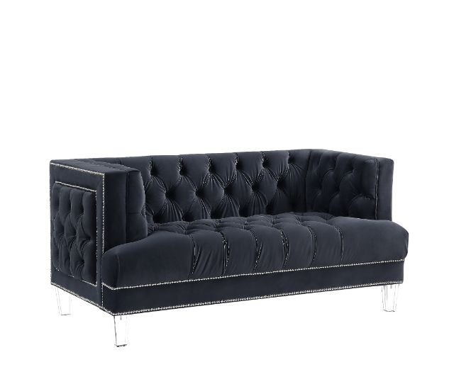 ACME Furniture Sofas & Couches - ACME Ansario Loveseat, Charcoal Velvet