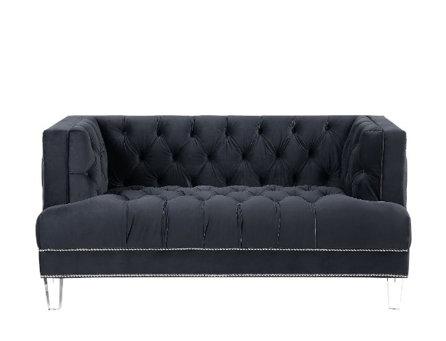 ACME Furniture Sofas & Couches - ACME Ansario Loveseat, Charcoal Velvet