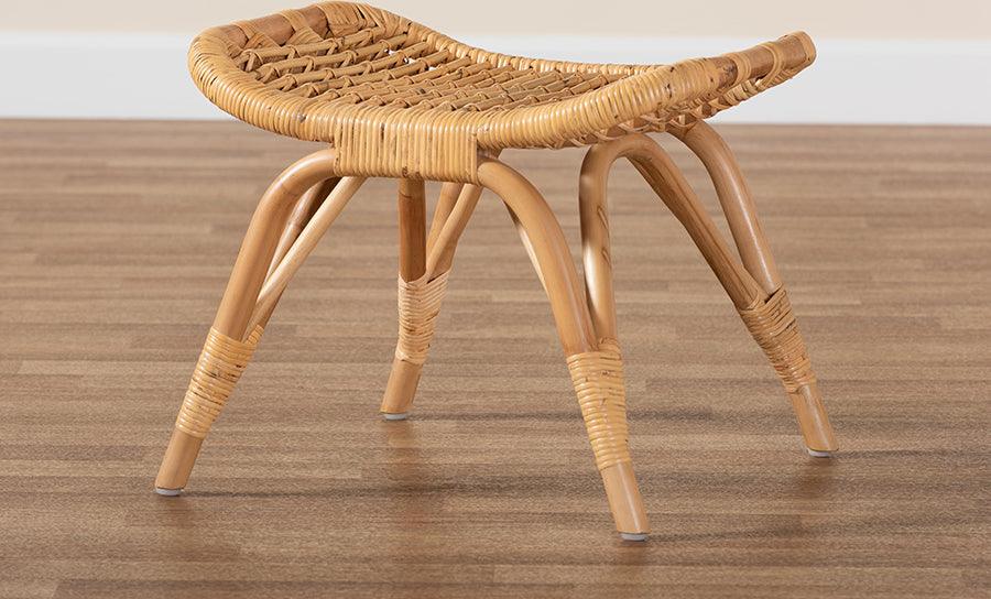 Wholesale Interiors Ottomans & Stools - Bernardo Modern Bohemian Natural Brown Rattan Ottoman
