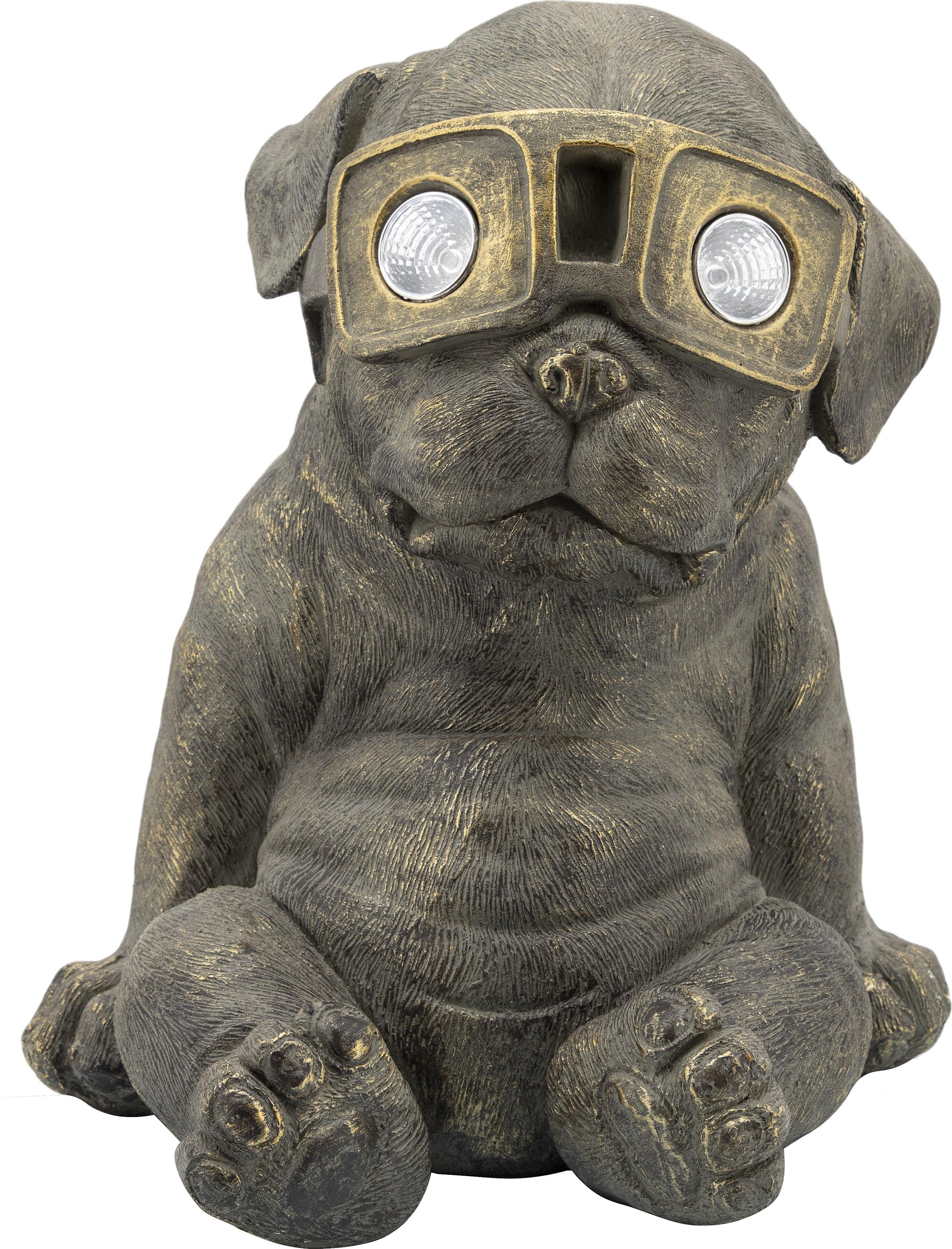 Sagebrook Home Decorative Objects - Resin 15"H Slouching Dog with Solar Antique Gold