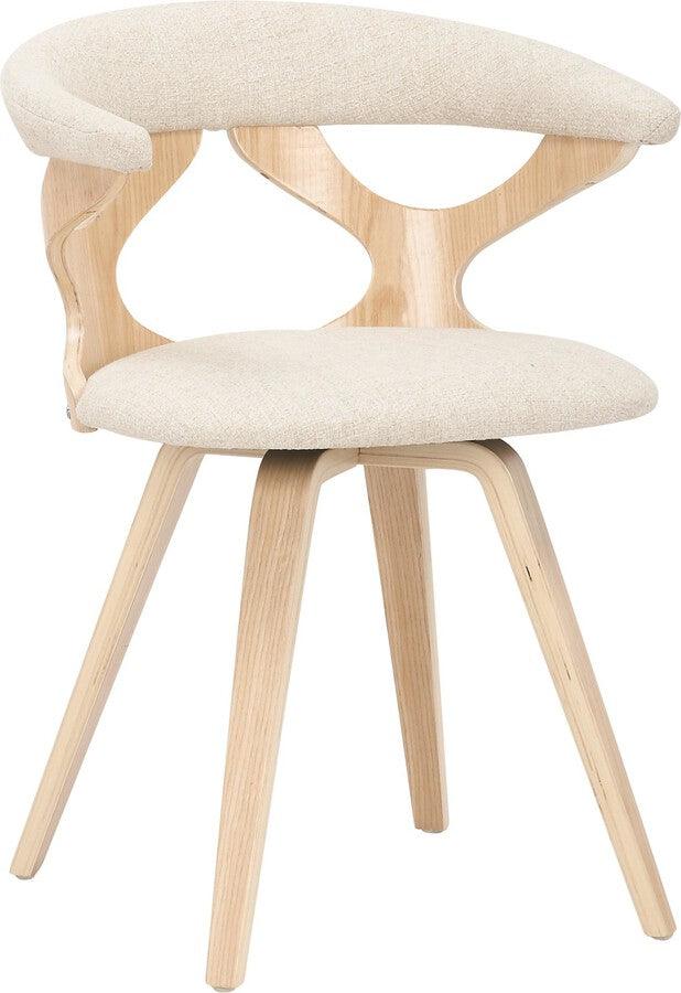 Lumisource Dining Chairs - Gardenia Mid-Century Modern Dining/accent Chair with Swivel in Natural Wood and Cream Fabric