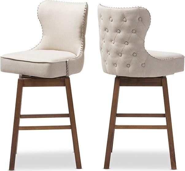 Wholesale Interiors Barstools - Gradisca Contemporary Brown & Light Beige Swivel Barstool (Set of 2)