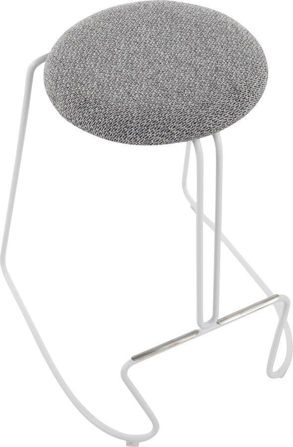 Lumisource Barstools - Finn Contemporary Counter Stool in White Steel and Charcoall Fabric - Set of 2