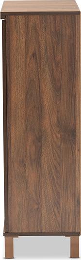 Wholesale Interiors Shoe Storage - Talon Two-Tone Walnut Brown and Dark Grey Finished Wood 2-Door Shoe Storage Cabinet