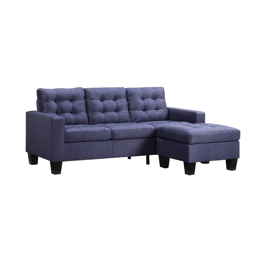 ACME Furniture Sofas & Couches - ACME Earsom Sofa and Ottoman, Blue Linen