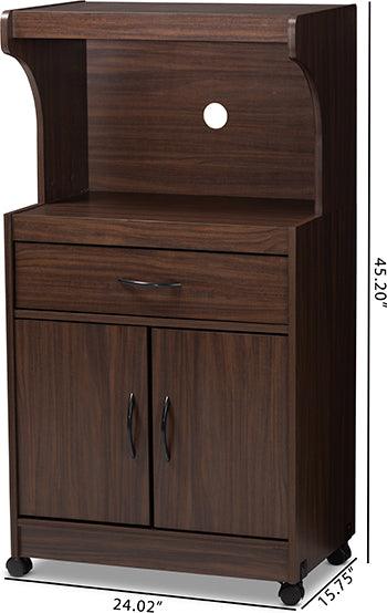 Wholesale Interiors Kitchen Storage & Organization - Tannis Modern and Contemporary Dark Walnut Finished Kitchen Cabinet