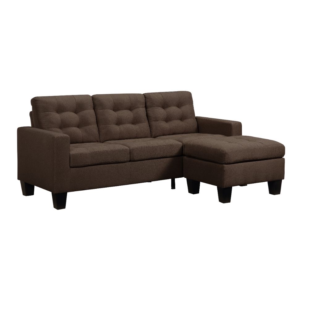 ACME Furniture Sofas & Couches - ACME Earsom Sofa and Ottoman, Brown Linen