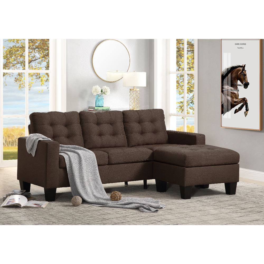 ACME Furniture Sofas & Couches - ACME Earsom Sofa and Ottoman, Brown Linen