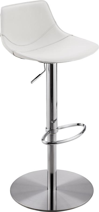 Euro Style Barstools - Rudy Adjustable Swivel Bar/Counter Stool in White with Brushed Stainless Steel Base
